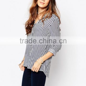 China factory OEM ODM 2015 new fashion customized Stripe Shirt With Long Sleeve