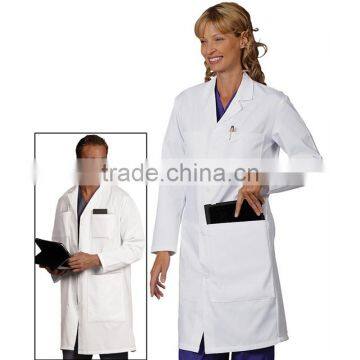 Unisex Consultant Hospital Uniform White Lab Coat with Over Sized Pockets for Tablets PC