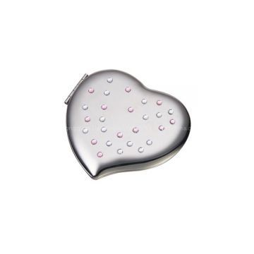 Hot sale simple crystal heart shape mini pocket mirror