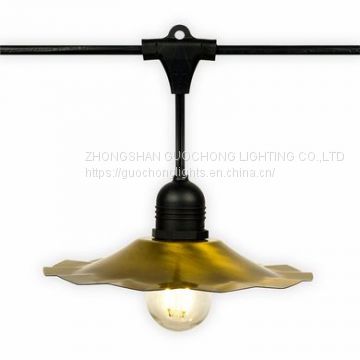 CE LISTED, E27, 10 SUSPENDED SOCKET, OUTDOOR COMMERCIAL WEATHERPROOF STRING LIGHT, S14 BULBS, 10M CORD