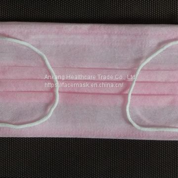 3PLY Pink Color Disposable Salon Face Mask with Earloop