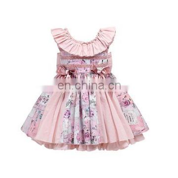A0133# 2020 New Spanish Dresses for Kids Summer Girls Lolita Bow Floral Baby Frocks 3pcs Toddler Birthday Dress Spain Children