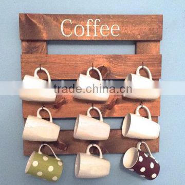 Custom coffee mug wooden holder,wood coffee cup display racks