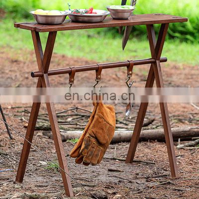 OEM Light Weight Low Multi Purpose Wood Outdoor Folding Portable Cooking Table Camping Kitchen