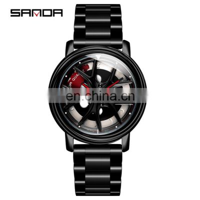 SANDA 1025 Luxury Business Japan Quartz Watches For Men Quality Stainless Steel Rotating Charm Wrist Watch