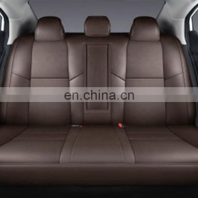Private label 100% fitment Brown Deluxe Version true genuine leather breathable mesh car modify 5d seat cover pad