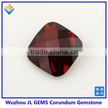synthetic Cushion checker cut dark red ruby corundum stone