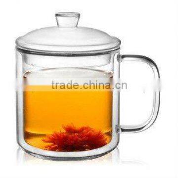 Heat resistant double wall glass tea cup