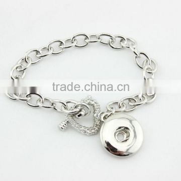 Summer Trendy Jewelry Metal Heart Charm Bracelet Snap Button Jewelry Bracelet