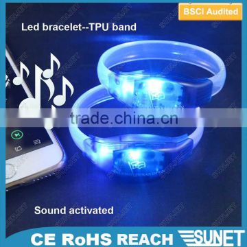 OEM ABS TPU Glowing Red Flash LED Bracelet For Parties