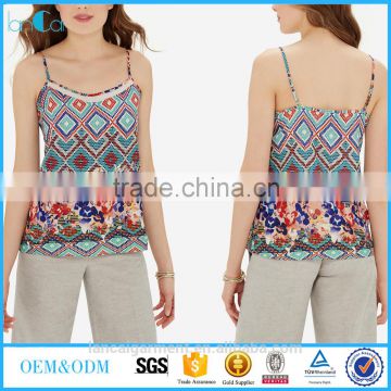 Latest design Camisole women african floral print tank top