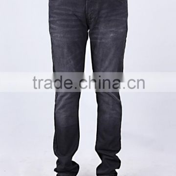 Mens Denim Super Stretch Black Denim Jean in Medium wash with whiskers and pinky