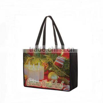 Eco friendly Glitter Christmas print reusable tote bag