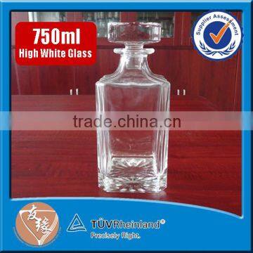 750ml high transparent embossed glass whiskey decanters for sale