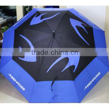 Double Layer Windproof Fiberglass Ribs Golf Umbrella