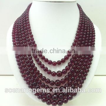 #NM1993 Natural Plain Round Gemstone Necklace Ruby Loose beads