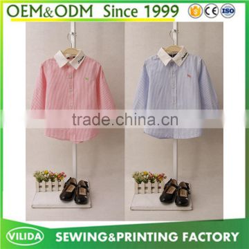 Wholesale new design boys pure cotton long sleeves childrens boys stripe shirt