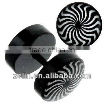 spiral black PVD coated body jewelry UV fake taper plugs