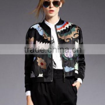 Guangzhou Clothes Factory Manufacturer 2016 Latest design embroidery women jackets fashion clothing