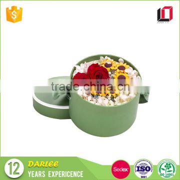 Hot sale luxury round flower packaging box with silk ribbon handle