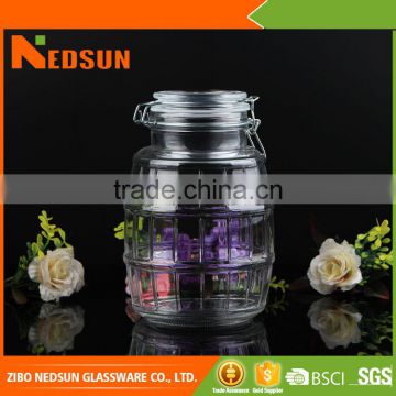 Wholesale sealable jam customized storage glass jar with clip lid