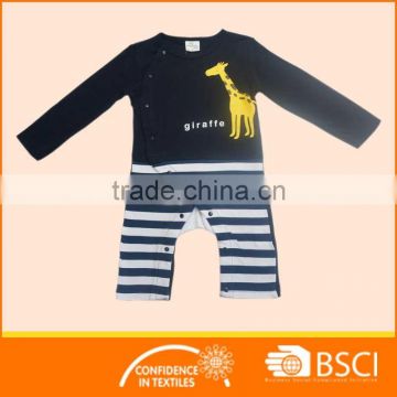 New Baby Clothes Cartoon Giraffe Long Sleeved Striped Soft Cotton baby Romper