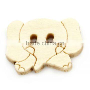 Wood Sewing Buttons Scrapbooking Elephant Head Natural 2 Holes 17x12mm