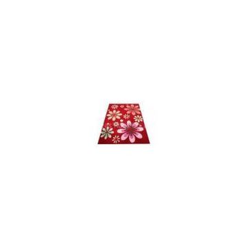 Custom Red Floral Area Rug, Hand-tufted Acrylic Decorative Area Rugs