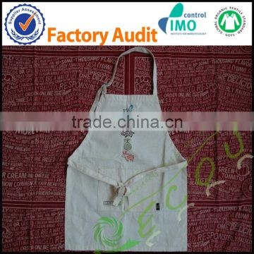 wholesale high quality kitchen apron printed organic cotton apron with pocket