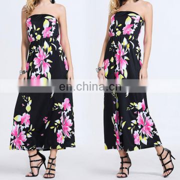 Floral printed off shoulder tall tube women sexy maxi dress