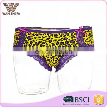 Colorful design leopard printed sexy hot sale seamless panty with lace