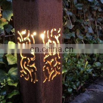 Corten Steel Light Bollard Street Lamp For Villa Garden
