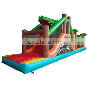 Kids Mobile air Jungle theme inflatable crocodile obstacle bounce house for sale