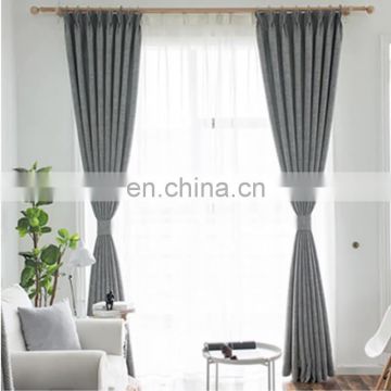 Wholesale High Quality Luxury Solid Rideau Salon Ready Made Cotton Linen Blackout Blind Curtain For Living Room Bedroom