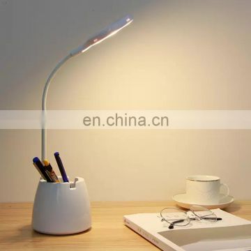 Pencil Cup Flexible USB Touch LED Desk Lamp Multi-function with 3-Level Dimmer and Pen Holder for Children Bedroom Study