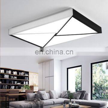 Modern black and white simple atmosphere wrought iron rectangular dimming LED living room ceiling light