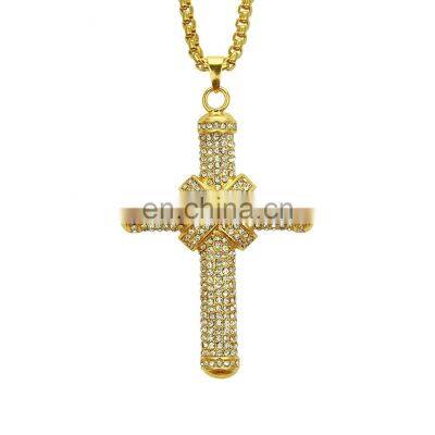 wholesale white gold infinity pink diamond cross necklace for men 2021