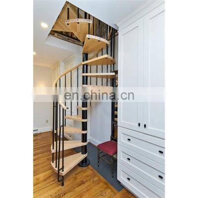 Top quality steel modular staircase spiral staircases with solid wooden steps