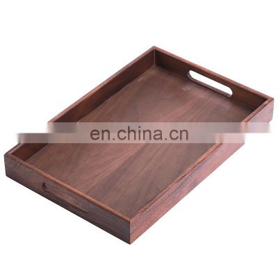 factory direct sale custom walnut serving tray solid wooden decorative trays