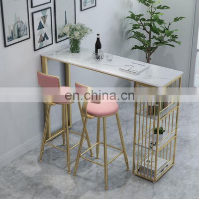 Industrial iron furniture commercial high top long narrow metal bar tables