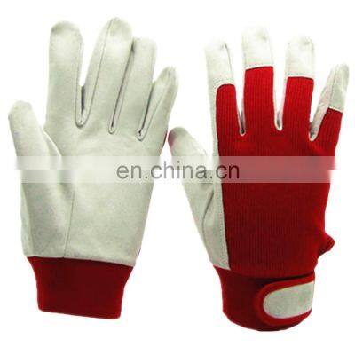 Women Household Labour Protective Cut Resistant Knitted Leather Working Safety Gardening Gloves