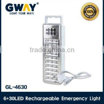High bright emergency light with 6led spotlight+30 LED,use transformer charging