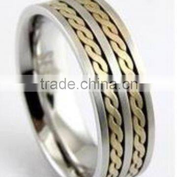 Stylish Stainless steel Band with gold cable inlaid