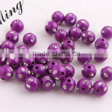 Dark Purple Color Chunky Acrylic Solid Rhinestone Bling Beads 4mm to 12mm Wholesales Jewelry