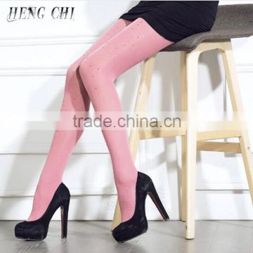 korean black skin sexy pink nylon spandex crystal tights thin pantyhose