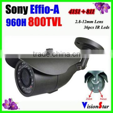 HD 800TVL Sony CCD Effio-A 4151gg+811 36 Pcs IR Leds Varifocal Lens 2.8-12mm OSD Menu Outdoor Security Bullet CCTV Camera