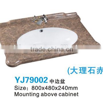 YJ79002 Chaozhou Ceramic Stone Pattern Counter top Cabinet Basin Bathroom Sink