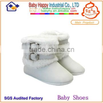 wholesale cheap warm plain white leather baby boot shoes