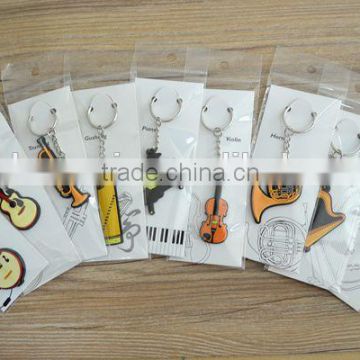 Made In China Differents designs music instrument shape silicone keychain.