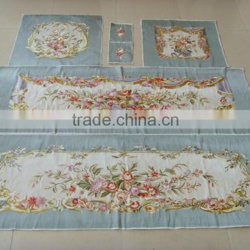 100% polyester camel embroidery imitate handmade aubusson sofa cover set